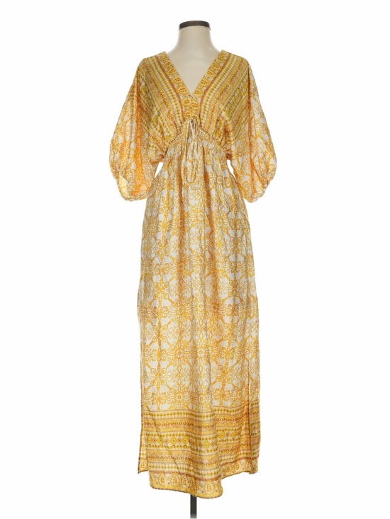 Taylor Dresses & Skirts - Taylor Yellow Floral Maxi Dress with Drawstring Waist